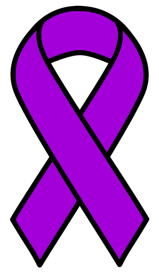 Cancer Ribbon Purple Vinyl Bumper Sticker, Window Cling or Bumper Sticker Magnet in UV Laminate Coating