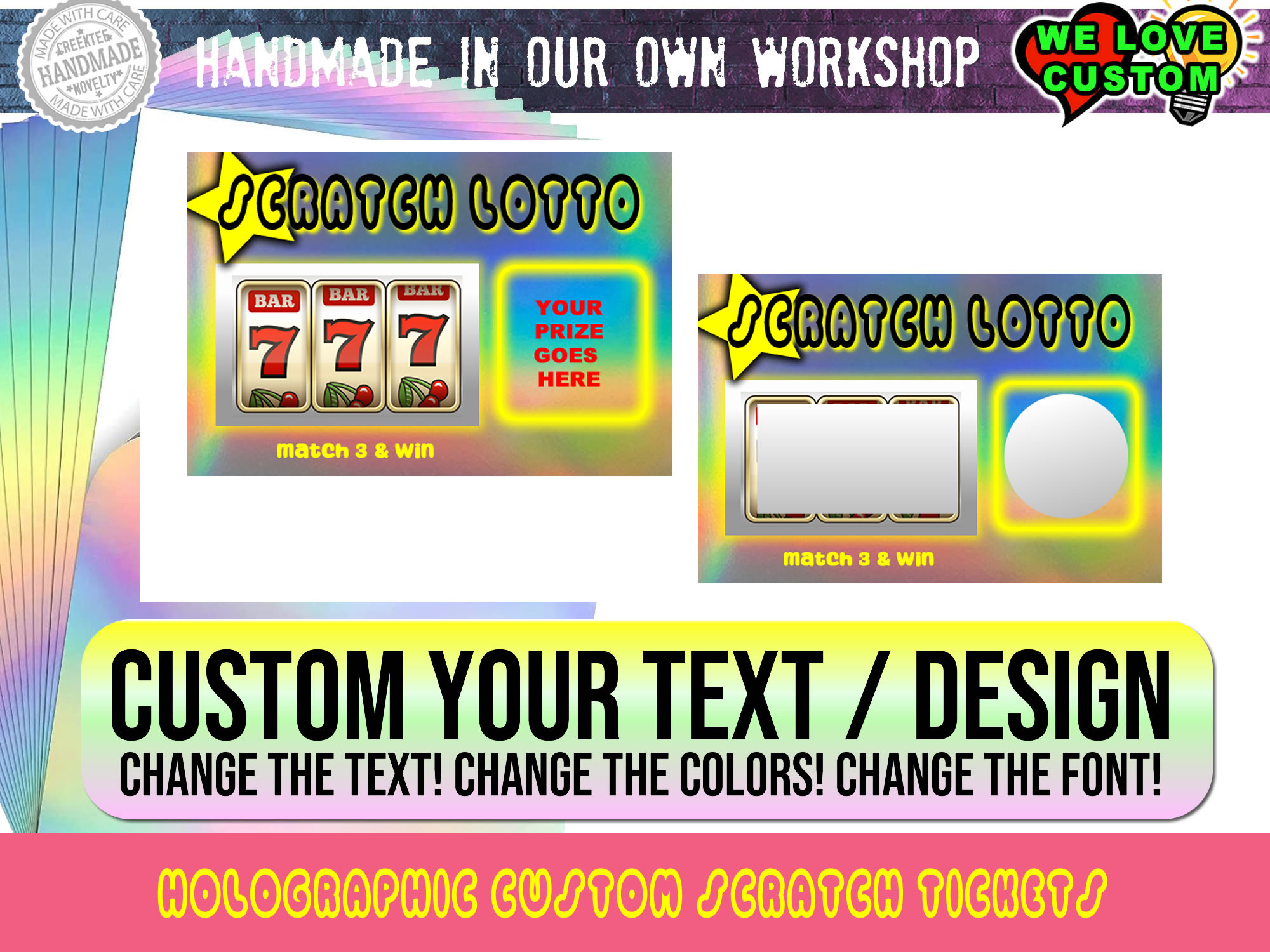 Scratch Lotto Custom Holographic Scratch Ticket