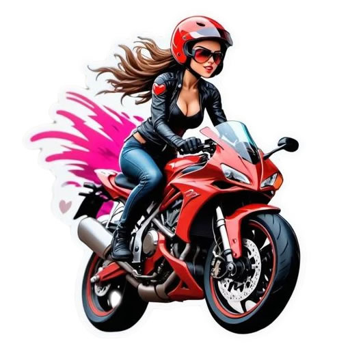 Woman on Motorcycle Die Cut Vinyl Sticker  Window Cling or Magnet with Laminate Coating in Various Sizes