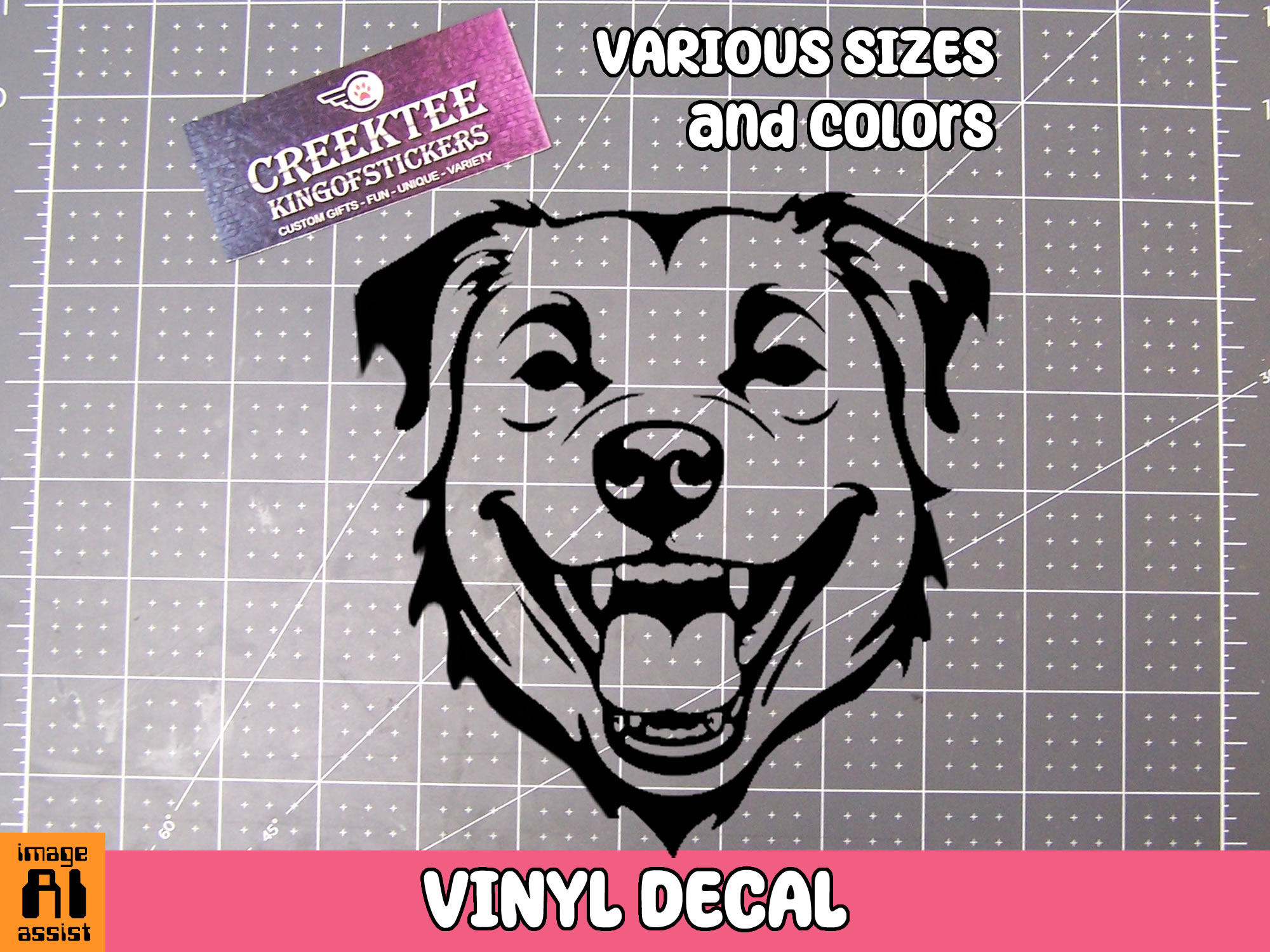 Dog Vinyl Decal In Various Colors  Chrome Colors and Various Sizes