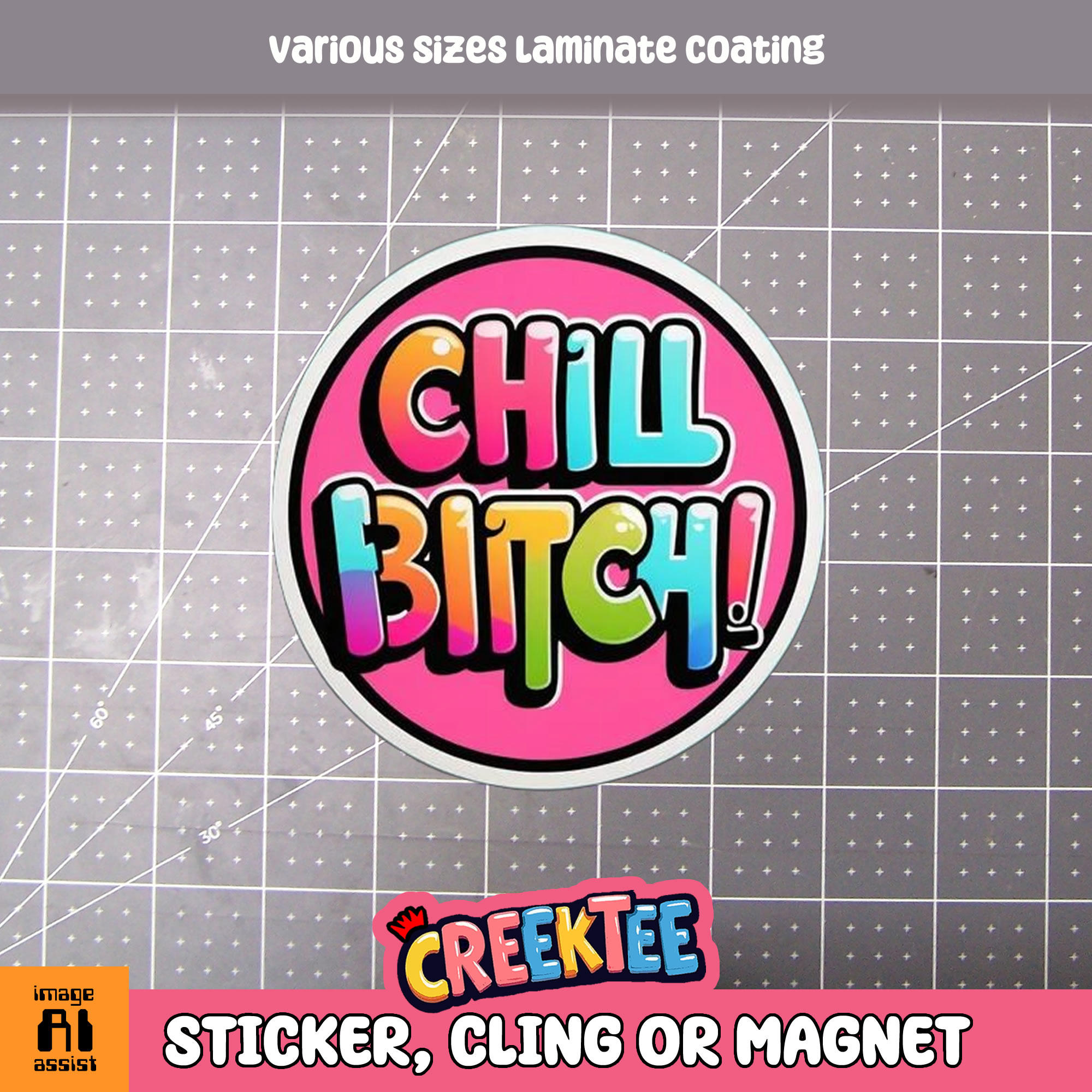 Chill Bitch Die Cut Vinyl Sticker  Window Cling or Magnet with Laminate Coating in Various Sizes