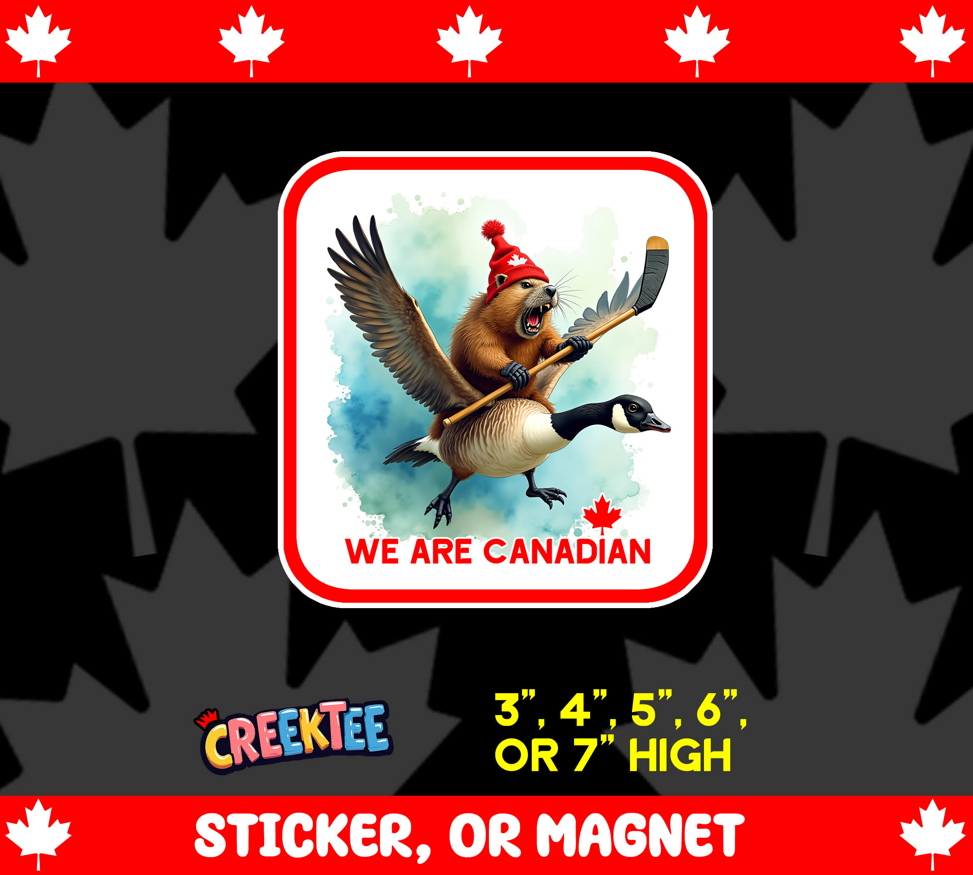 We Are Canadian Vinyl Sticker  Window Cling or Magnet with Laminate Coating in Various Sizes