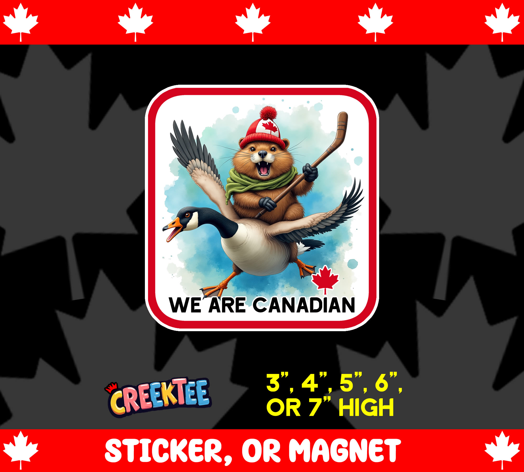 We Are Canadian Vinyl Sticker  Window Cling or Magnet with Laminate Coating in Various Sizes