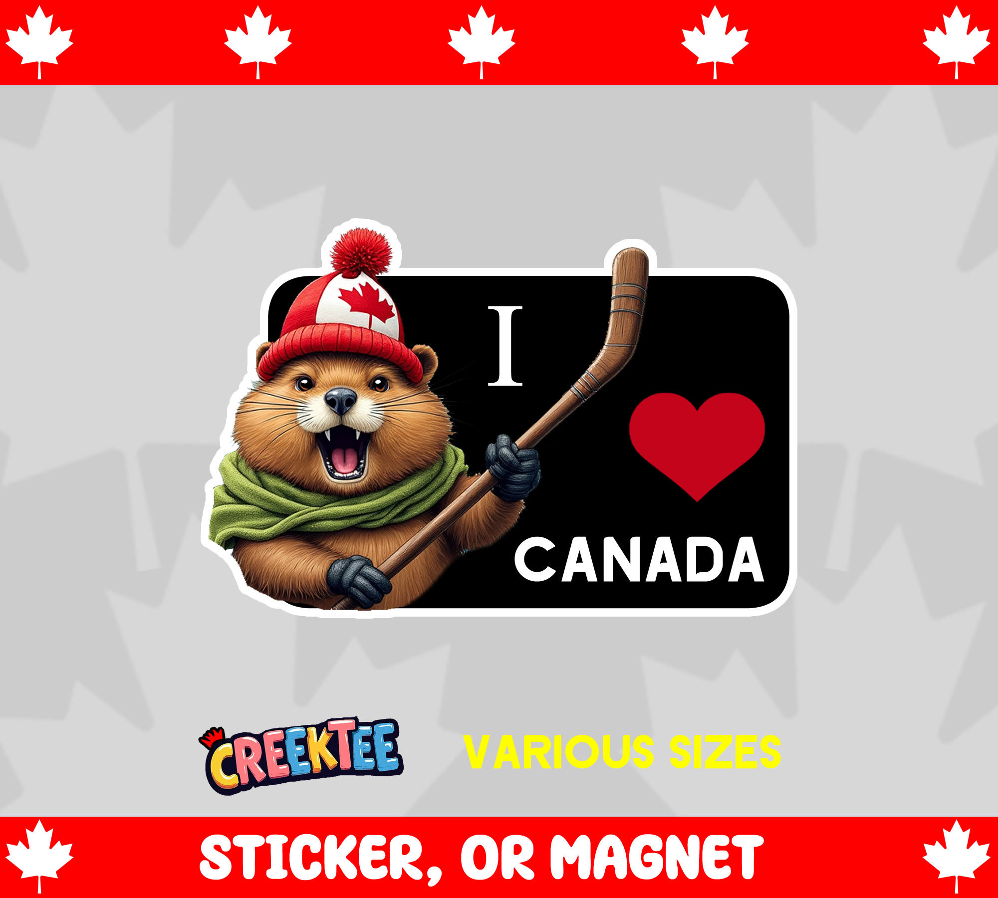 I heart Canada Die Cut Vinyl Sticker  Window Cling or Magnet with Laminate Coating in Various Sizes