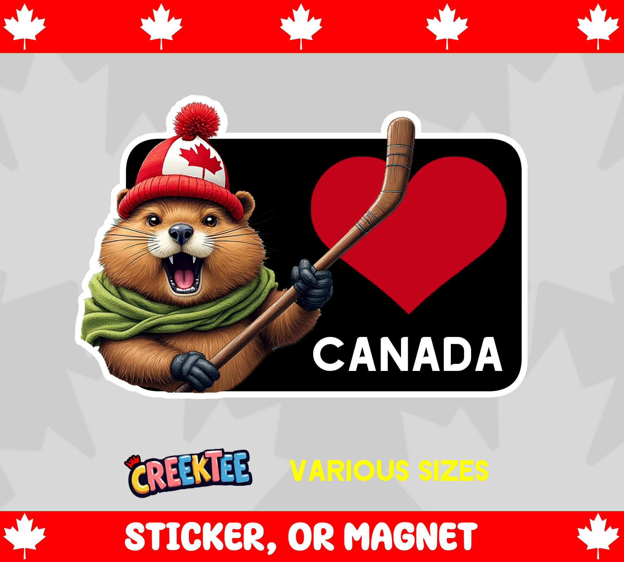 I heart Canada Die Cut Vinyl Sticker  Window Cling or Magnet with Laminate Coating in Various Sizes