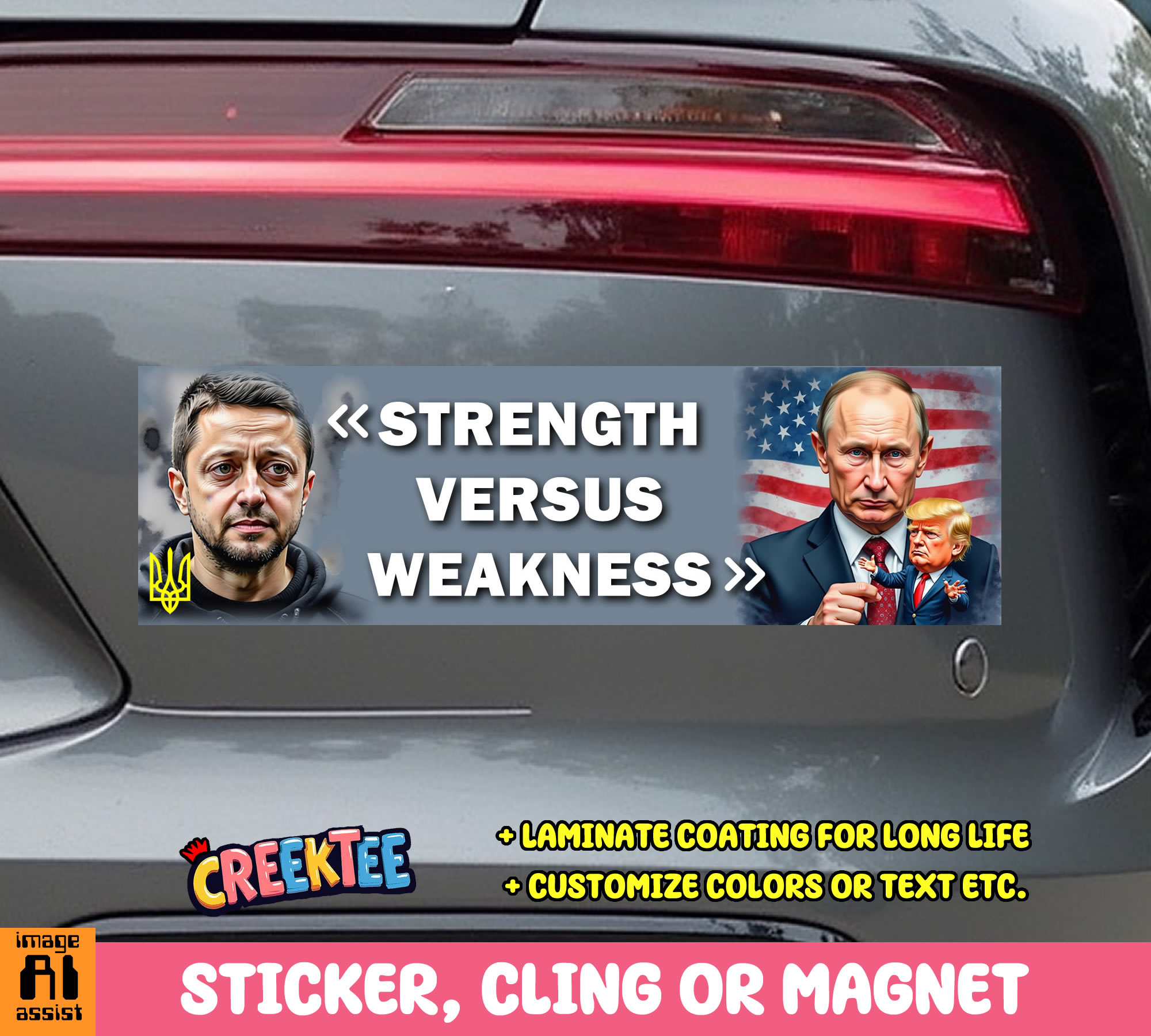 Strength Versus Weakness Vinyl Bumper Sticker  Window Cling or Magnet in UV Laminate Coating and Various Sizes